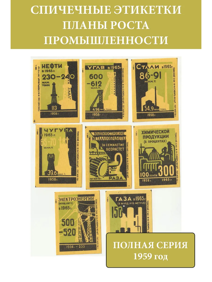 Спичечные этикетки СССР 1959 Планы роста промышленности