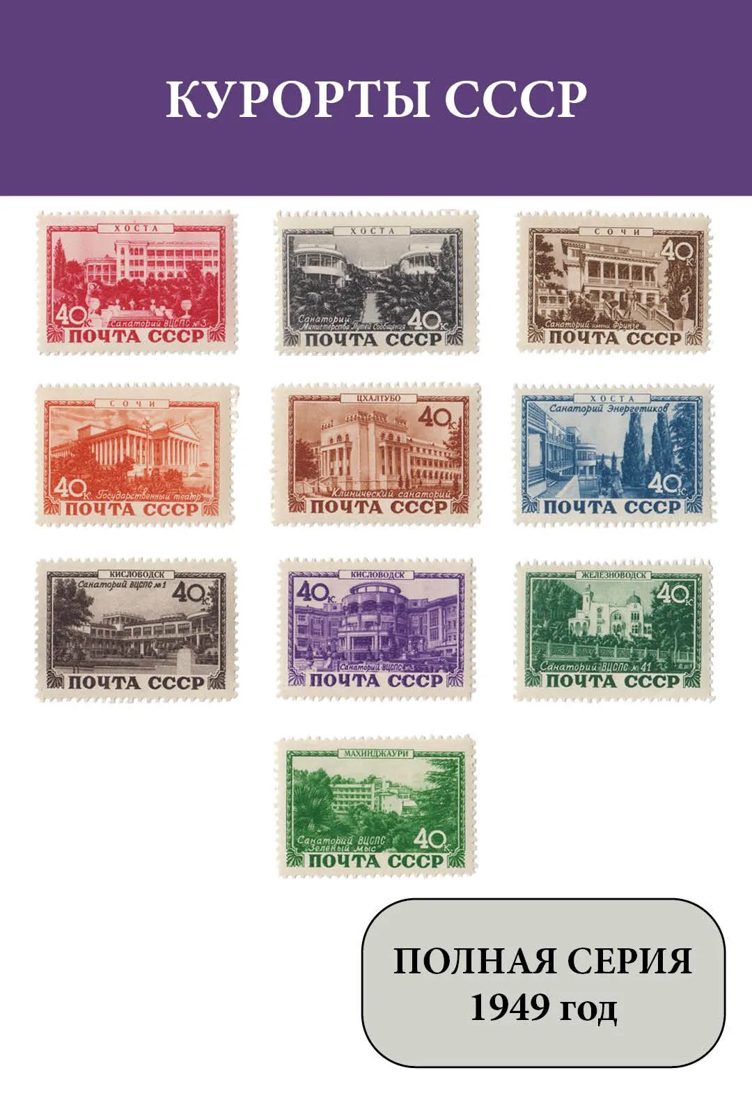 СССР 1949 Курорты. Туризм